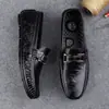 Mocasines de Cuero Genuino para Hombre Nuevos Zapatos de Negocios Británicos Transpirables Suela Suave Zapatos Casuales Zapatos de Frijol de un Paso Perezoso Hombres