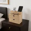 Caixa de armazenamento de bambu, organizador de gaveta para mesa, armário de gavetas multicamadas, pequeno armário de armazenamento de madeira para uso no escritório, armazenamento de mesa de cabeceira