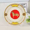 Vendas Diretas Transfronteiriças de Louças de Porcelana Óssea Cavalo de Guerra Vermelho Aijia, Xícaras de Cerâmica, Pratos de Jantar Estilo Ocidental, Xícaras de Chá de Luxo Leve Vintage, Xícaras de Café e Pires