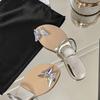 Chanclas 2026 con Hebilla de Pedrería y Lazo para Mujer, Calzado de Verano para Exteriores, Forma de Huevo de Paloma, Sandalias Planas para Playa que Aumentan la Altura
