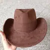 Nuevo Sombrero Vaquero de Gamuza Tablero Ligero Sombrero Vaquero Occidental Transfronterizo Corazón de Melocotón Superior Sombrero Vaquero Sombrero de Copa Moda para Hombres y Mujeres