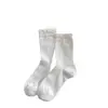 Calcetines de encaje finos estilo miu con lazo para primavera y verano, calcetines de tubo para niños, calcetines lindos de burbuja de boca, calcetines de felpa de color liso