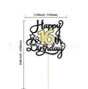Tarjeta de Enchufe para Decoración de Pasteles Digitales Inglesa Transfronteriza Más Vendida Tema de Cumpleaños Tarjeta de Enchufe para Decoración de Pasteles de Doble Capa Dorada y Negra