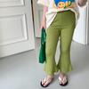 Pantalones de verano Aimo Beibei estilo coreano para niñas, pantalones finos ajustados, pantalones acampanados de algodón slub suave para niños