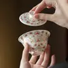 Dinastia Tang e Song Banquete Noturno Argila de Jade Porcelana Branca Tampa Inlaid de Ouro e Prata Tigela Conjunto de Chá Kung Fu Cerâmica Floral Completo Uso Doméstico Tigela de Chá de Luxo Leve