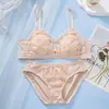 Conjunto de sujetador de copa triangular transpirable con tirante fino de soporte suave, sin varillas, conjunto de sujetador sin espalda con ribete de encaje sexy