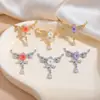 Collar Alas de Ángel Flor Pequeña Gota de Agua Circonita Microincrustada Accesorios de Collar para Mujer Lujo Ligero Temperamento Sensación de Alta Gama Accesorios de Collar