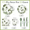 Vaso de Acuarela Fresca Transfronterizo Planta Tropical Fiesta Vajilla Desechable Set Suministros para Fiesta Platos de Papel Desechables