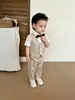 Terno Colete Infantil Gravata Borboleta Festa de Primeiro Aniversário de Bebê Traje Formal Menino Pequeno Pajem Anfitrião Traje Pequeno Conjunto Infantil