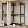 Arara de Roupas de Chão Guarda-Roupa Aberto para Quarto Prateleira de Metal Aço para Hall de Entrada Prateleira de Armazenamento de Roupas para Pendurar Montagem