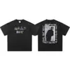 2025 Cruzamento Rápido Verão Americano Respirável Estampada 300g Algodão Fresco Ombro a Ombro Manga Curta Masculina Gola Redonda Camiseta