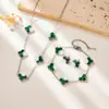 Conjunto Popular de Trébol de Cuatro Hojas Transfronterizo Pulsera y Collar de Acero Inoxidable Joyería de Lujo de Nicho Estilo Europeo y Americano