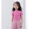 Camiseta Curta de Tricô para Meninas 2025 Verão Novo Estilo Infantil Sexy Slim Manga Curta Gola Redonda Top Interno