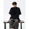 Camiseta de cuello alto color azul hielo para hombre, de manga corta, estilo fino de verano, diseño de nicho, unisex, top de corte holgado