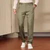 Calça Social Masculina de Alta Qualidade Outono/Inverno 2026 Tencel Perna Reta Pequena Calça Casual Elástica para Meia-Idade Draping Calças Masculinas