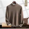 Nuevo suéter de cachemira para hombre de otoño e invierno con cuello semi-alto, mangas largas, estilo jersey, adecuado para ropa de negocios casual, capa base de punto