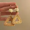 Pendientes Colgantes de Flor Tejida con Aguja de Plata, Aretes Sencillos de Estilo Festivo, Dulces y de Moda, Pendientes Frescos y Versátiles al por Mayor