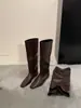 Lambskin Version~Detachable Two-Way Square Toe High Boots for Women Inner Height Increasing Slimming Hot Girl Knight Boots Trouser Boots