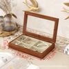 Joyero de franela de madera maciza, caja de almacenamiento para anillos, collares, pendientes, expositor de escritorio vintage