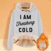 Sudadera con Capucha y Cordón de Manga Larga Holgada Casual de Gran Tamaño para Otoño e Invierno, Composito de Imitación de Algodón, Lana de Cordero, Hombro Caído