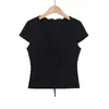 Estilo Europeo U Cross 2026 Nueva Moda Temperamento Amazon Ropa para Mujer al por Mayor Patchwork de Encaje Camiseta de Manga Corta con Cuello en V
