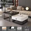 Mesa moderna para espaços pequenos, mesa de centro quadrada de vidro extensível, nova mesa de centro de pedra sinterizada espessa para sala de estar, uso doméstico, luxo leve