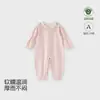 Macacão Bordado com Gola Baby Doll Macacão Doce de Lapela para Recém-Nascido Roupas de Engatinhar com Manga Bufante para Bebês e Crianças Pequenas