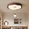 Lámpara de Techo para Dormitorio, Estilo Antiguo Madera de Nogal con Veta de Galleta, Creativa Elegante, Estilo Crema Lámpara para Dormitorio Principal, Lámpara de Bola Colgante para Habitación
