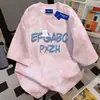 Camiseta de Manga Corta con Diseño Tie-Dye, Estampado de Letras Graffiti, Estilo Casual Perezoso, Top Vintage, Nuevo Estilo Verano 2026
