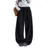 Calça Esportiva Loose Estilo Coreano Outono Inverno Sensação Preguiçosa Perna Larga Calça de Moletom Scythe Feminina Caimento Emagrecedor Cintura Alta Cordão Calça Casual