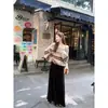Vestido largo de terciopelo de alta gama y deslumbrante de Chen Dayu para mujer, con cintura alta, efecto adelgazante y una silueta de línea A fluida, perfecto para otoño e invierno.