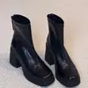 Botines de Tacón Alto Cuadrado Retro de Nicho Tobilleras Delgadas Otoño/Invierno 2026 Nuevos Botines Franceses de Tacón Grueso Clásico para Mujer Dr. Botas Martens