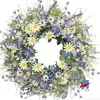 Corona de Flores Artificiales Transfronteriza Decoración Floral de Puerta para Primavera y Verano Decoración de Ventana de Casa Corona de Flores Artificiales Festiva Decoración de Puerta