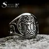 Guerrero de Acero nuevo Árbol de la Vida Vikingo anillo de acero de titanio Anillo de acero inoxidable retro europeo y americano para hombre joyería