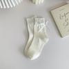 Calcetines de tubo con lazo de cinta dulce y encantador, estilo ballet, sensación de vitalidad para niña ~ calcetines altos de pila para niños, jk japonés