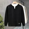 Moletom minimalista estilo americano para homens, tendência coreana de corte solto, estiloso, versátil e com design de duas peças falsas de manga longa