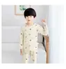 Pijama de Verano Little Qinglong para Niños y Niñas de Algodón Puro Delgado Ropa de Casa para Aire Acondicionado Traje de Ropa de Casa Niños Medianos y Grandes