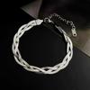 Collar de Trenza Trenzada de Tres Hilos Joyería al Por Mayor Cadena de Acero al Titanio Ajustable Cadena para Clavícula Collar de Hoja para Mujer que No se Desvanece
