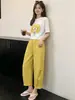 Conjunto Informal Elegante de Verano 2026 Camiseta Estampada y Pantalones de Pierna Ancha Conjunto de Dos Piezas Moderno y Juvenil de Manga Corta
