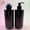 Em estoque de fábrica 350ml ombro plano redondo pressão plástico PET material de saco de lavagem e proteção frasco de shampoo subembalado para gel de banho
