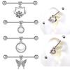 Pendientes de mariposa transfronterizos de Gaby Europa y Estados Unidos, pendientes de acero inoxidable con cara sonriente, orejas largas, clavos de hueso, pendientes de cabeza de gato y diablo de 1,2 mm