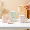 Caneca de Cerâmica com Cabo de Flor, Listras Verticais em Relevo, Simples, para Água, Chá, Leite, Caneca, Fábrica de Liling