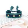 Pulsera de Correa con Borla de Remache de Estrella de Cinco Puntas, Pulsera Tejida de Estilo Étnico Colorido, Accesorios Transfronterizos de Estilo Mixto Multicolor