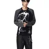 Camiseta Casual de Manga Longa com Estampa de Personalidade Outono 2026 para Homens, Estilo Americano Streetwear, Manga Raglan, Top Versátil e Fashion