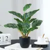 Planta Verde Artificial Maceta Planta Verde Perenne Maceta Decoración de Escritorio Piso Dormitorio Hogar Adornos Paisaje de Plantas Verdes