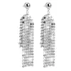 Pendientes Largos con Borlas de Lentejuelas Metálicas Geométricas Estilo Niche Retro de Alta Gama, Pendientes Colgantes de Lujo Ligero Elegantes y Versátiles para Mujer