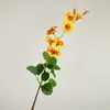 Flor de trompeta artificial de tallo largo, flor de seda para paisajismo, decoración de bodas, arreglos decorativos, flor de nicho, accesorio de fotografía, flor de trompeta con hojas