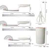 Cuchillo de cocina con portacuchillos, juego de 5 piezas, mango de plástico de goma, cuchillo de cocina doméstico, cuchillo de cocina multifunción, juego de cuchillos al por mayor