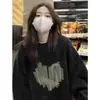 Estilo americano holgado adelgazante talla grande cubriendo la carne 2023 nuevo suéter para mujer Primavera Otoño Invierno versátil abrigo negro de manga larga