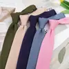 Corbata en Stock, Corbata de Punto Plano, Versión Estrecha, de Lana, Casual Británico, Versátil, Estilo Universitario Femenino, Color Sólido, de Moda